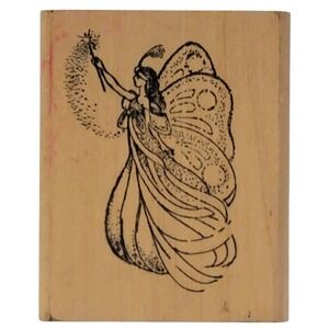 VTG Hippo Heart Fairy Rubber Stamp 2"x2.5" Fantasy Wood Mounted Crafts Faerie